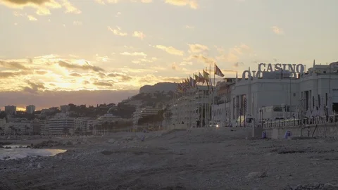 Sunrise on the beach of Mentone, French ... | Stock Video | Pond5