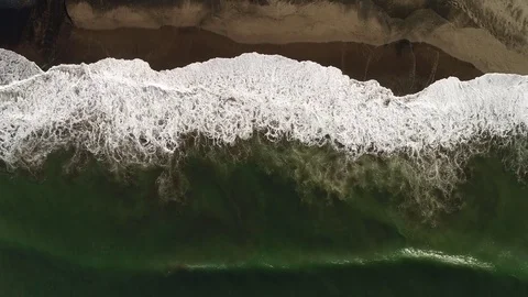 Sunrise on the beach with ocean view and huge waves. Stock Footage 75333103
