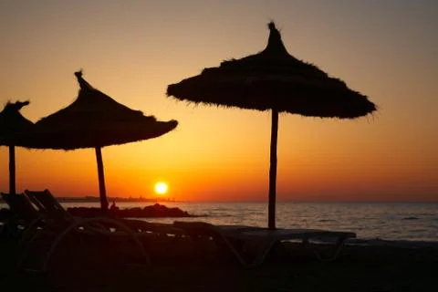 Sunrise on the beach Foto stock