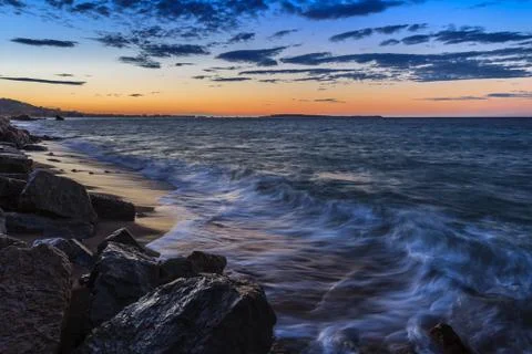 Sunrise beach Stock Photos
