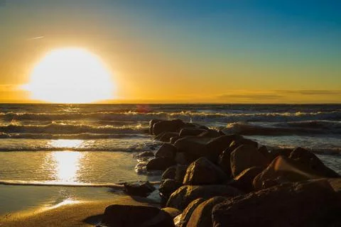 Sunrise on the beach 스톡 사진