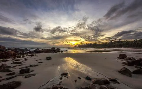 Sunrise on the beach Stockfoto's