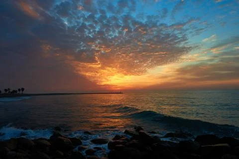 Sunrise on the beach Stock Photos