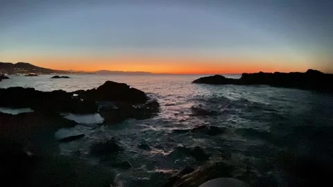 Sunrise on the beach with rocks Stock Footage 283016038