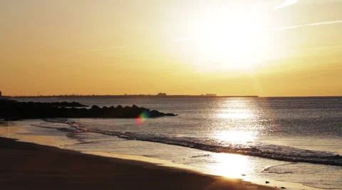 Sunrise beach seascape Stock Footage 51235119