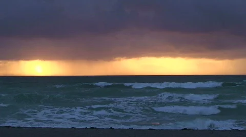 Sunrise Beach Storm Stock Footage 828709
