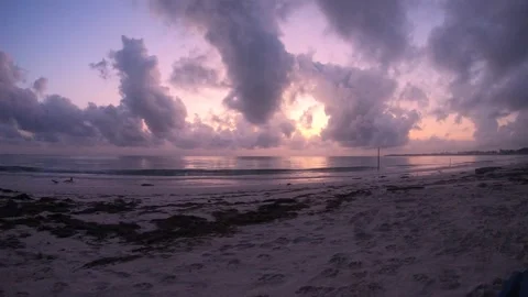 Sunrise on the beach with a strange time-lapse in different shades of colors Stock Footage 196732812