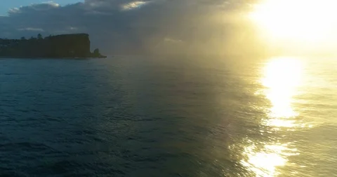 Sunrise Beach Surf Aerial Stock Footage 87108698