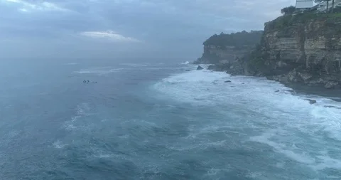 Sunrise Beach Surf Aerial Stock Footage 93487433