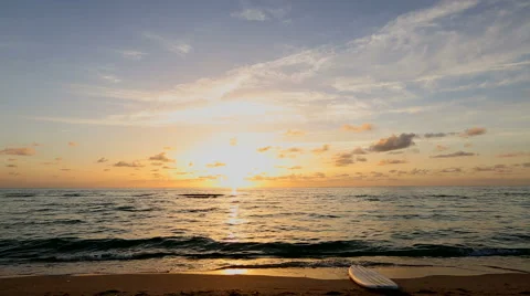 Sunrise Beach Surfboard on ground 스톡 동영상 41793649