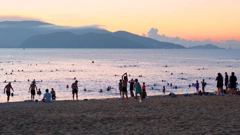 Sunrise on a beach in Vietnam Stock Footage 94621265