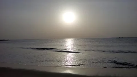 Sunrise Beach Waves in Slow Motion | Peaceful Ocean Morning Scene Stock Footage 314062303