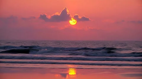 Sunrise Beach Wide Stock Footage 7762912