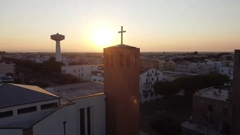 Sunrise behind the crucifix Stock Footage
