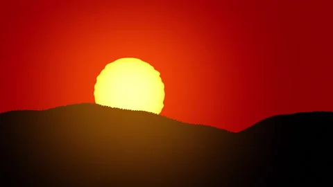 Sunrise from behind the hills Stock Footage 194150363
