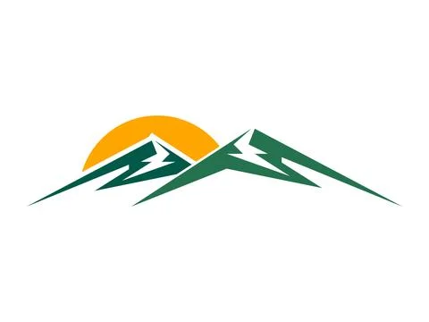 Sunrise Behind Mountain Icon Vector Design Stock Illustration