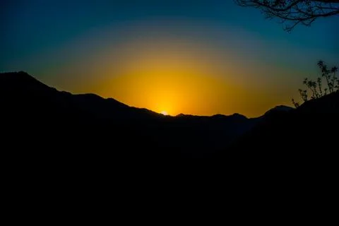 Sunrise behind the mountains of Rishikesh, Stock Photos