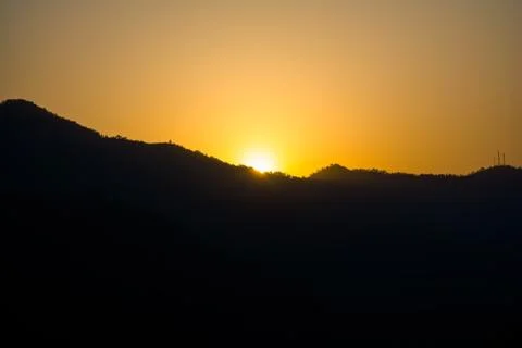 Sunrise behind the mountains of Rishikesh, Stock Photos