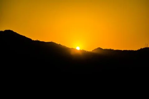 Sunrise behind the mountains of Rishikesh, Stock Photos