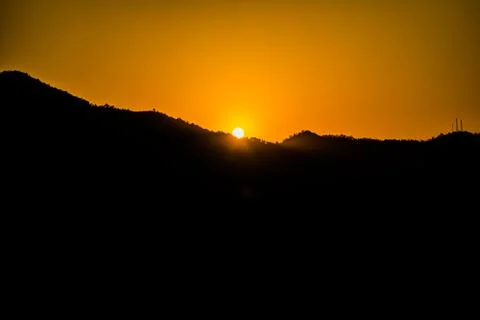 Sunrise behind the mountains of Rishikesh, Stock Photos