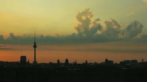 Sunrise Berlin Skyline Stock Footage