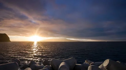 Sunrise between Faial and Pico islands in the Azores Stock Footage 42572697