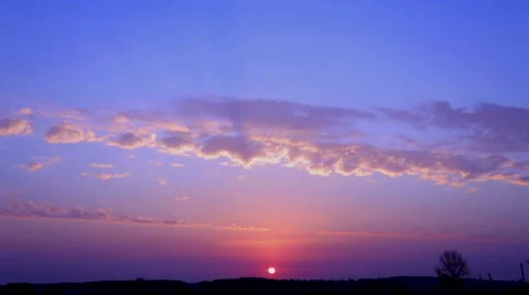 Sunrise, blue and red clouds Stock Footage 55368038
