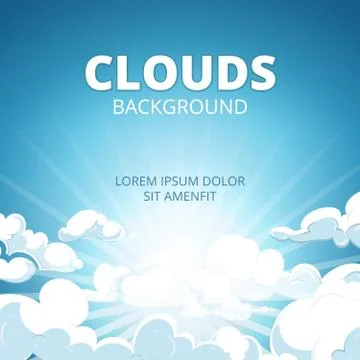 Sunrise in blue sky with clouds vector background Stock Illustration
