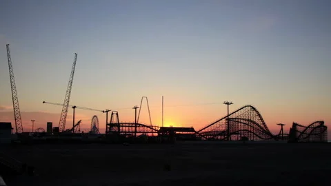 Sunrise at the Boardwalk park Stock Footage 243654575