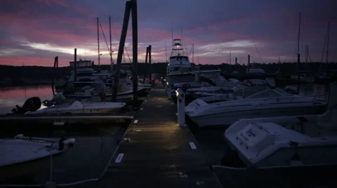 Sunrise Boat Dock Stock Footage 42385747