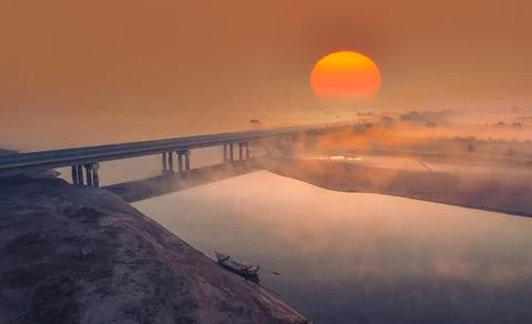 Sunrise On Bridge Stock Photos