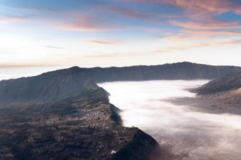 The sunrise of the Bromo volcano, Shot in Java, indunesia Stock Photos