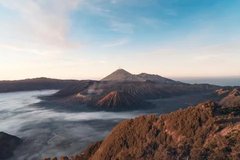 The sunrise of the Bromo volcano, Shot in Java, indunesia Stock Photos