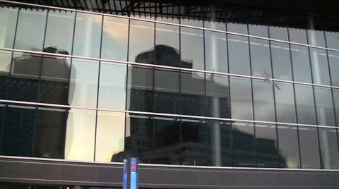 Sunrise Building ReflectionsIn Multiple Window Panes Video stock 22638875