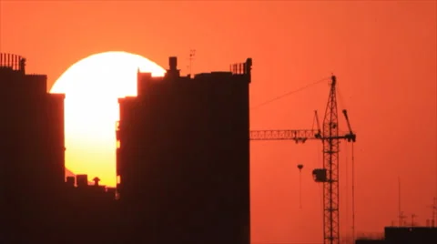 Sunrise in building town Stock Footage 58225905