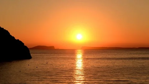 Sunrise at the Cala Sa Punta in Ibiza Stock Footage 87570985