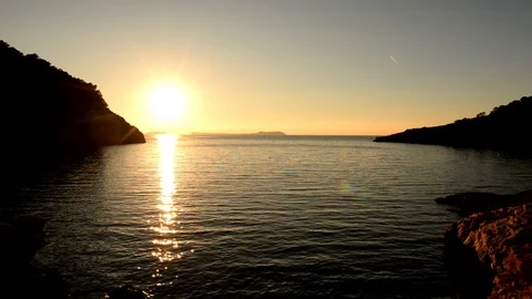Sunrise at the Cala Sa Punta in Ibiza Stock Footage 87571776