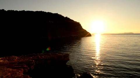 Sunrise at the Cala Sa Punta in Ibiza Stock Footage 87572171
