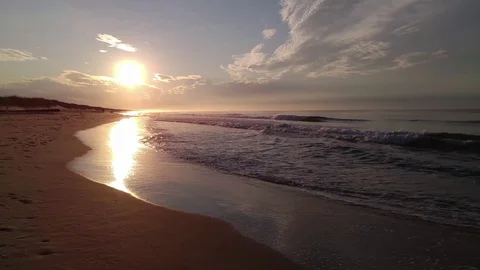 Sunrise of Calm Beach Stock Footage 114890223