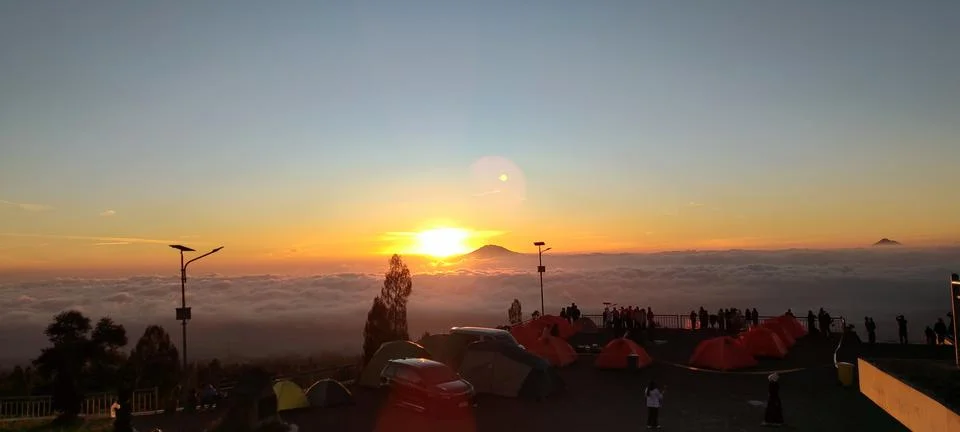 Sunrise at camp Stock Photos