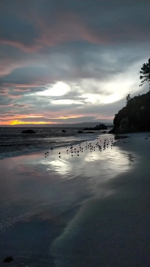 Sunrise on a Cantabrian beach Stock Footage 323431726