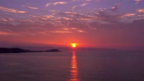 Sunrise at Cape Daguri, Kagoshima Prefecture, Japan Stock Footage
