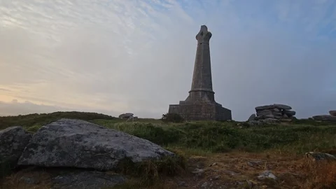 Sunrise at carn brea monument Video stock 244037064
