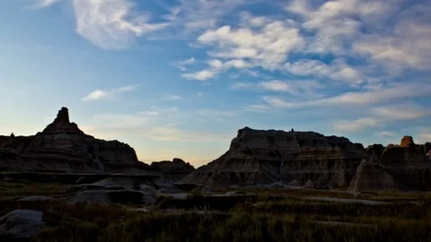 Sunrise casts light over the Badlands Stock Footage 81765160