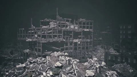 Sunrise casts soft glow on dismantled building framework and materials Stock Footage 340352898