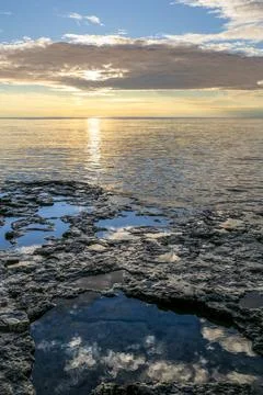 Sunrise at Cave Point Stock Photos