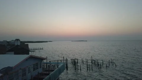 Sunrise Cedar Key Florida Fast Dock, Boats and wood Time lapse Stock Footage 243956535