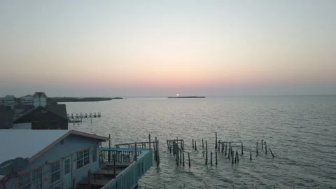 Sunrise Cedar Key Florida Fast Dock, Boats and wood Time lapse. Stock Footage 243984854