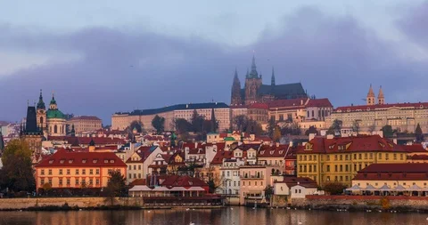 Sunrise at Charles Bridge in Prague time lapse Stock Footage 120532925