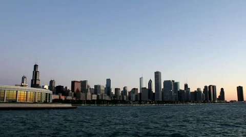 Sunrise on Chicago Skyline Stock Footage 737896
